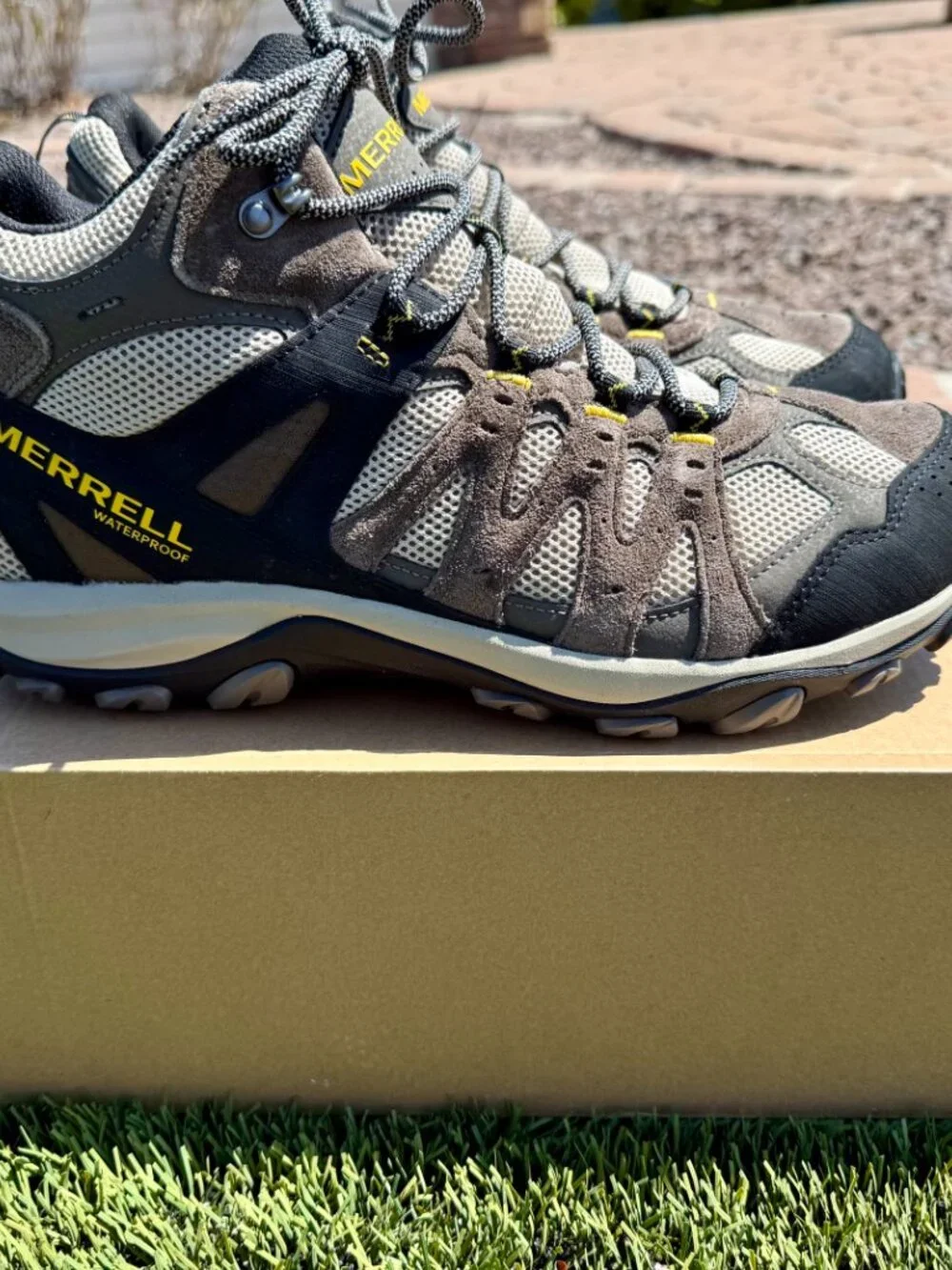 Merrell J037143 Accentor 3 Mid Waterproof Hiking Boots, Boulder/Old Gold, Sz 12